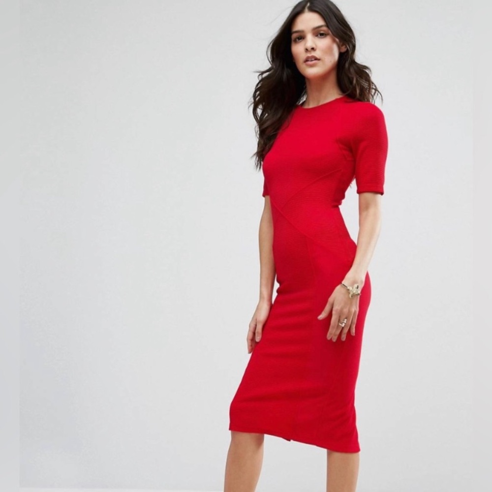 ASOS Seamed Structured Rib Bodycon Dress